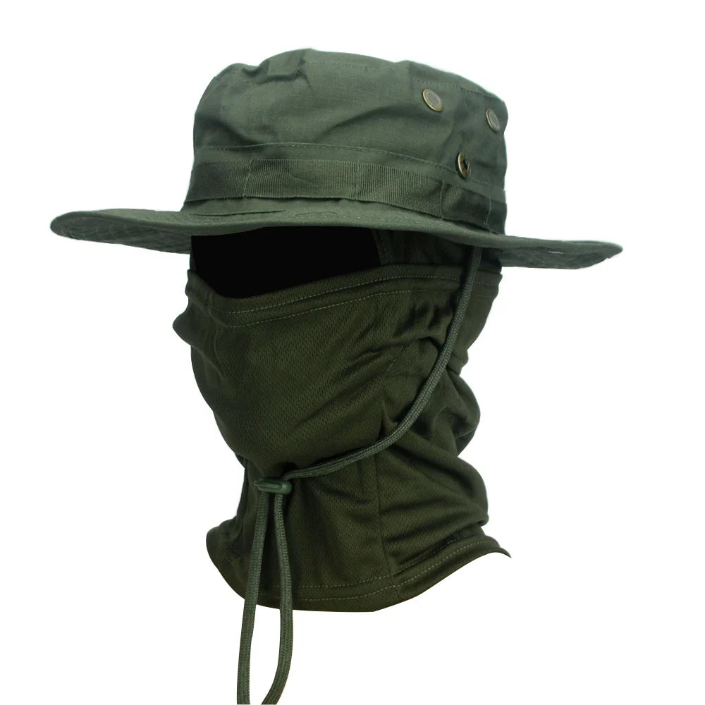 2 Piece Men's Wide Brim Boonie Hat and Balaclava Set