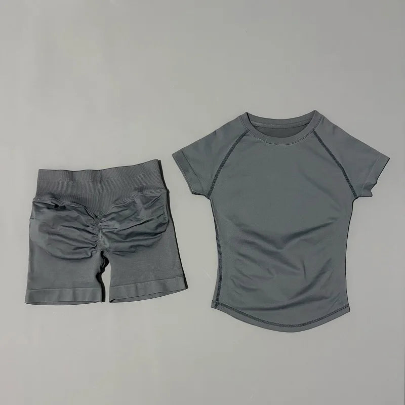 2 Piece Seamless Yoga Top and Shorts Set