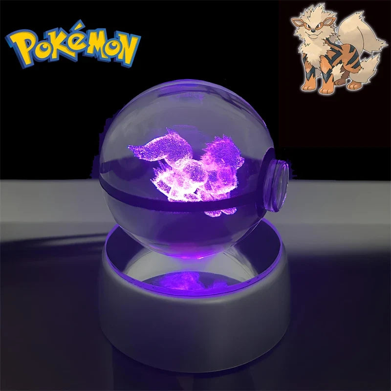 Pokemon 3D Crystal Poke Ball Night Light with LED Base