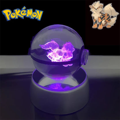 Pokemon 3D Crystal Poke Ball Night Light with LED Base