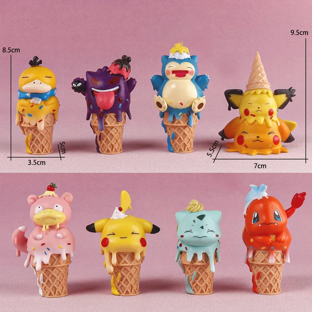 Pokémon Ice Cream Cone PVC Figures – Set of 8 Collectibles