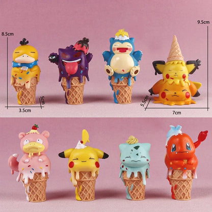 Pokémon Ice Cream Cone PVC Figures – Set of 8 Collectibles