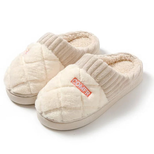 Plush Indoor Slippers Anti-Slip Soft Cushioned Sole Winter Home Shoes