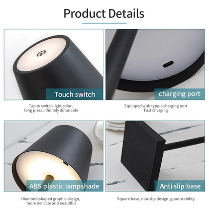 Rechargeable LED Table Lamp – Touch Dimmable Cordless Desk Light