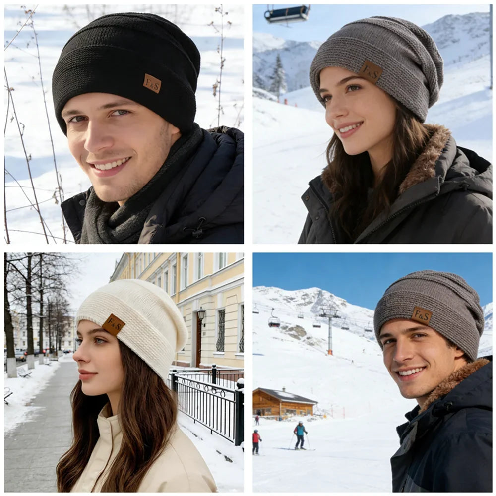 Fur Lined Slouchy Knit Beanie – Unisex Winter Hat
