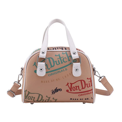 Cartoon Embroidery Bowling Bag – Women's Retro Crossbody Purse