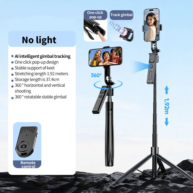 360° AI Face Tracking Selfie Stick Tripod with Remote