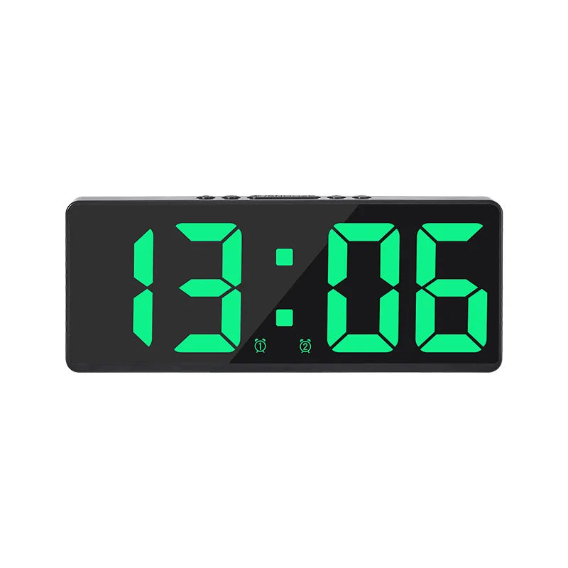 Digital LED Alarm Clock – Mirror & Acrylic, Voice Control, Dual Alarm