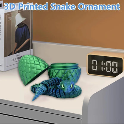 3D Printed Articulated Snake with Egg – Fidget Desk Toy