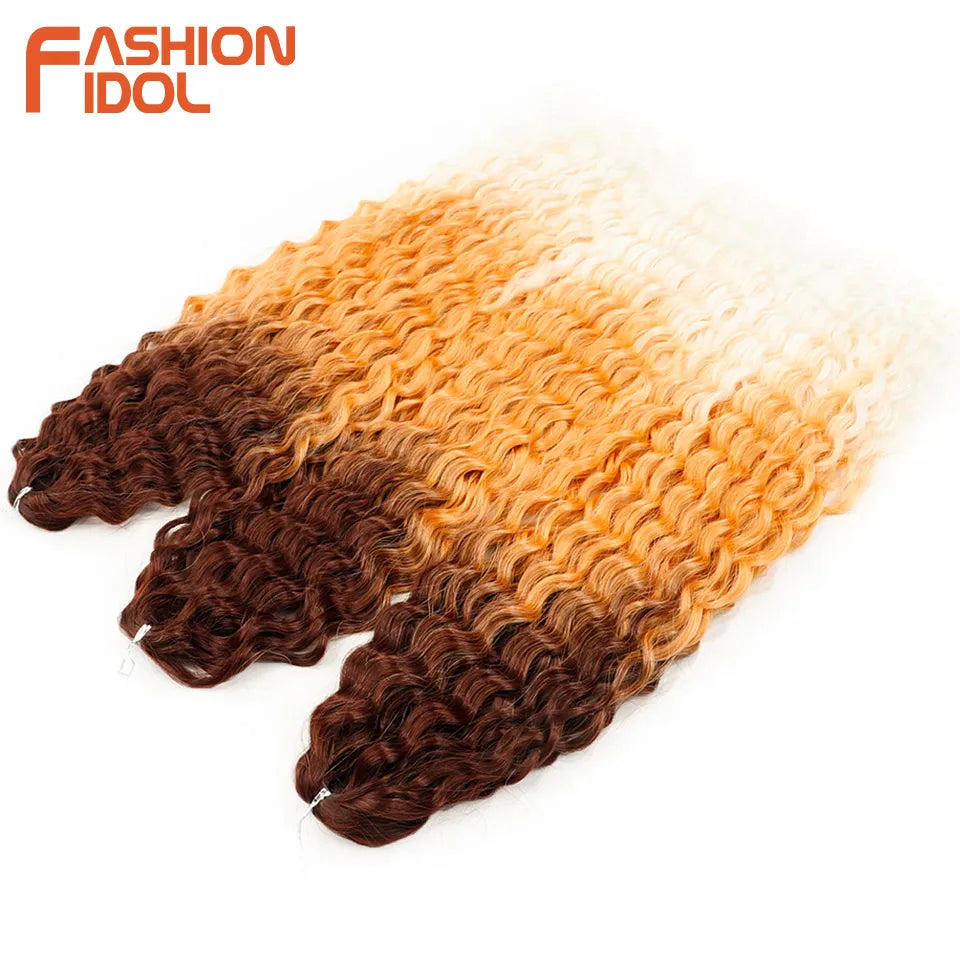 24 Inch Water Wave Crochet Braiding Hair – Synthetic Twist Curly Ombre Extensions