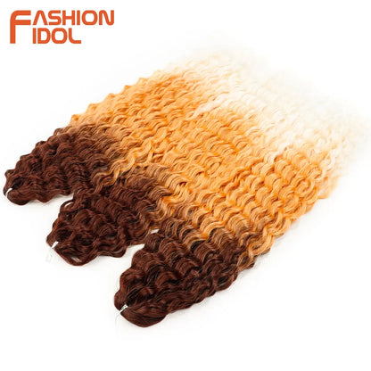 24 Inch Water Wave Crochet Braiding Hair – Synthetic Twist Curly Ombre Extensions