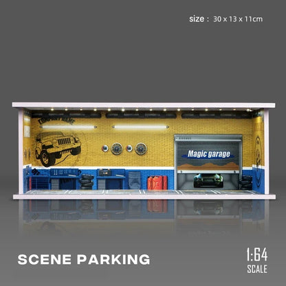 1:64 Scale Parking Garage Scene Model with LED Lights