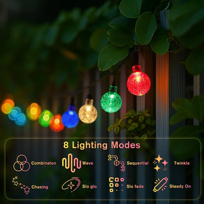 Solar String Lights Outdoor 39.37FT 100 LED Crystal Ball Globe Lights
