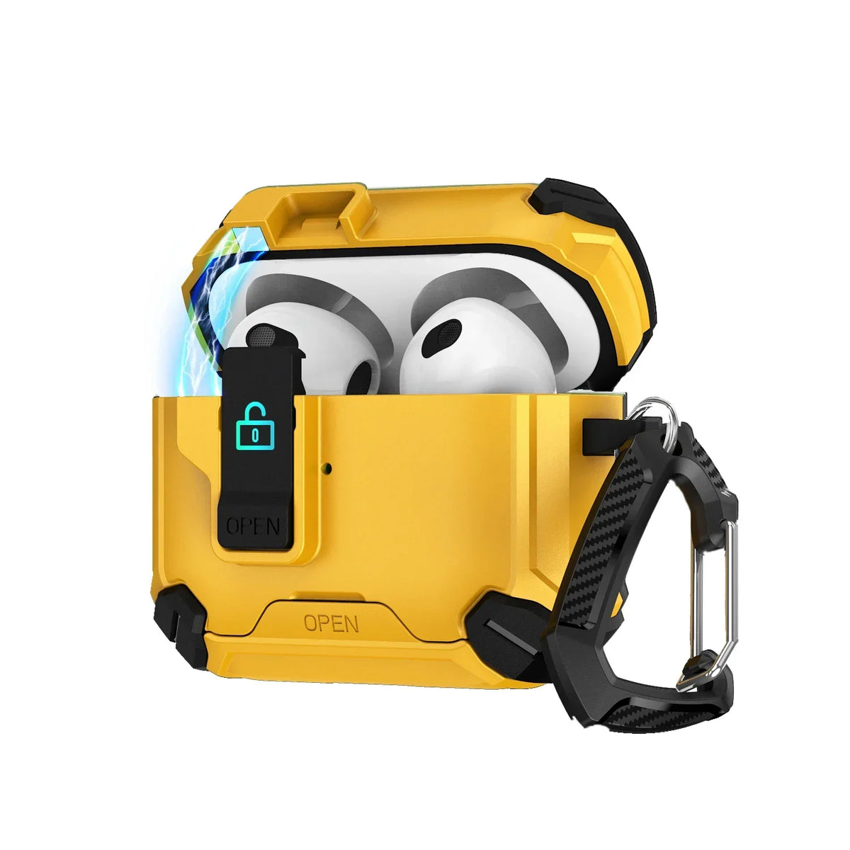 Magnetic Lock AirPods Case with Carabiner – Rugged Design