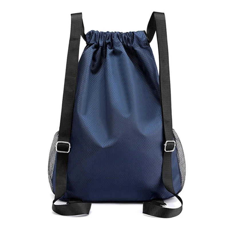 Drawstring Backpack with Side Pockets – Unisex Sports & Casual Bag