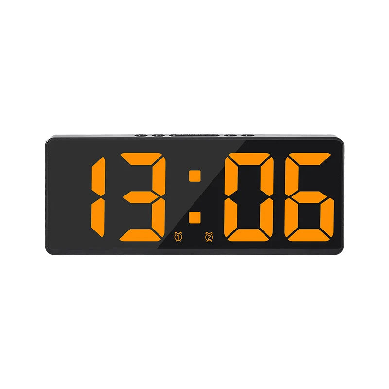 Digital LED Alarm Clock – Mirror & Acrylic, Voice Control, Dual Alarm