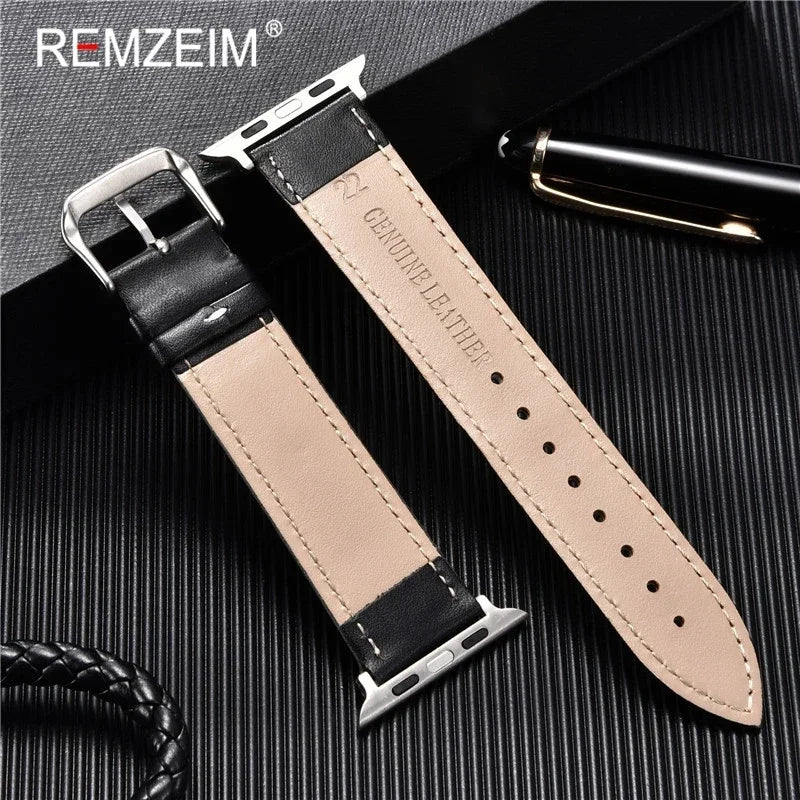Men’s PU Leather Business Strap for Apple Watch, 38–49mm