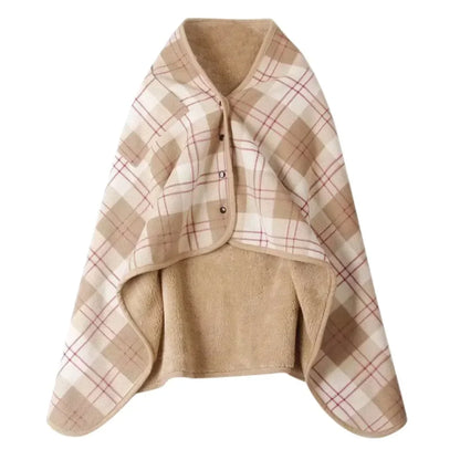 Plaid Blanket Scarf Wrap – Women's Double-Layer Winter Shawl