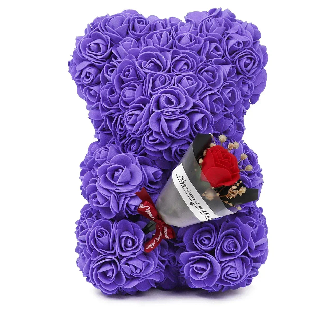 Rose Teddy Bear Gift – Artificial Flower Bear with LED Lights