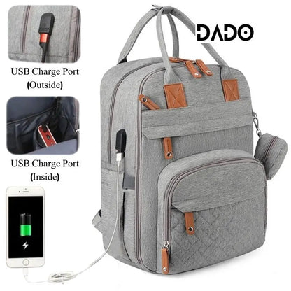 Diaper Bag Backpack with Changing Station & USB Port