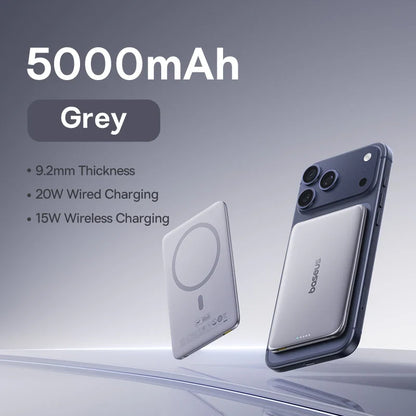 Baseus 5000mAh Slim Magnetic Power Bank – 15W Wireless & 20W Wired Charging