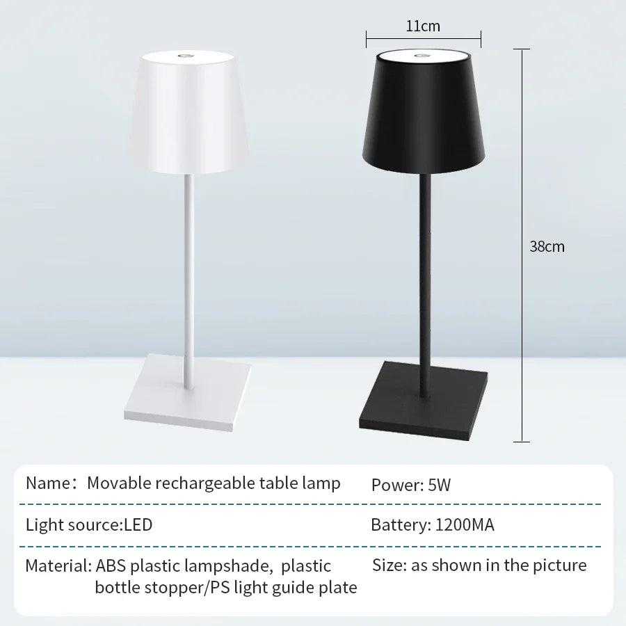 Rechargeable LED Table Lamp – Touch Dimmable Cordless Desk Light