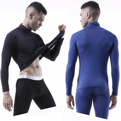 Men’s Thermal Turtleneck Base Layer, Slim-Fit Long-Sleeve Modal Shirt