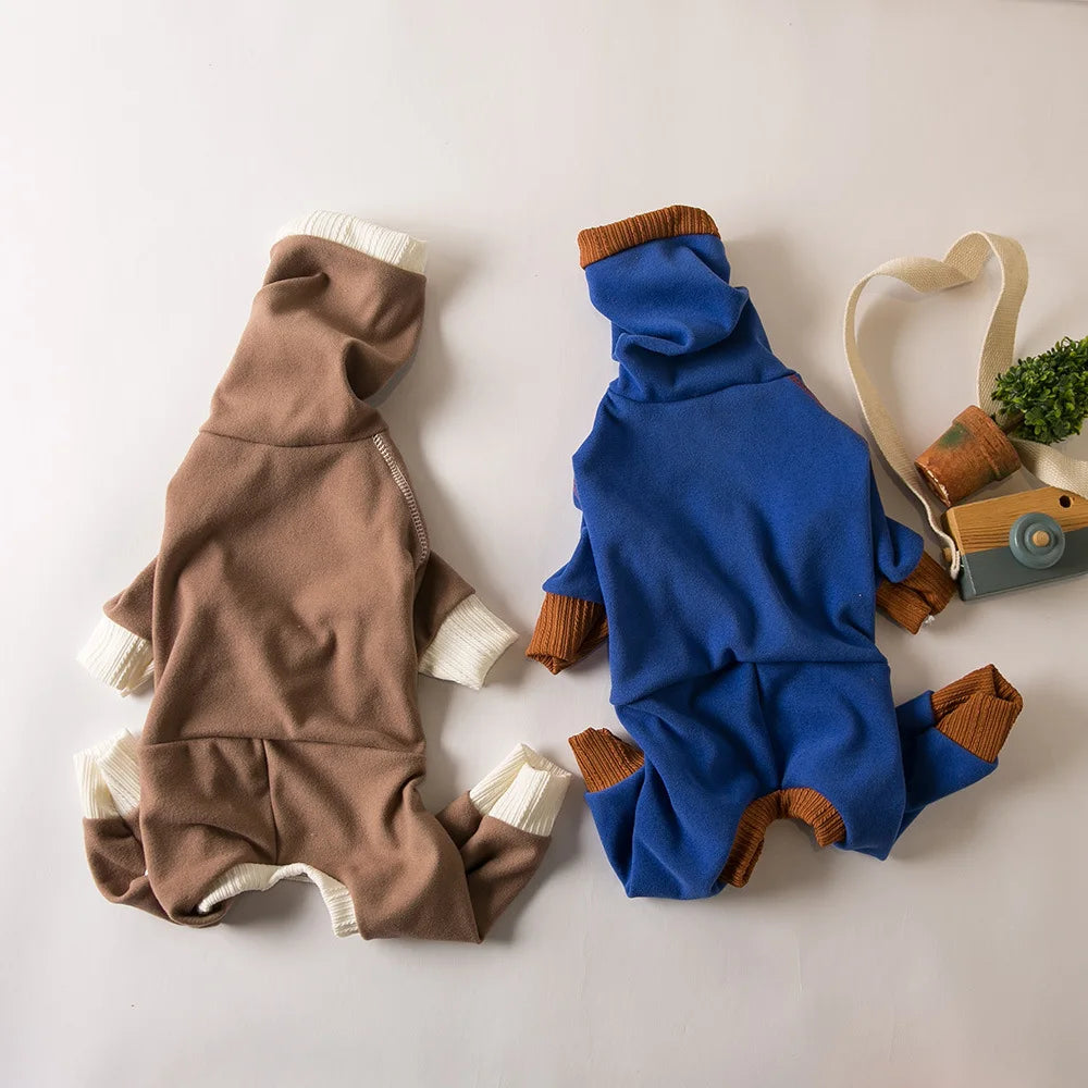 Plush High Neck Four Legged Dog Clothes Warm Pet Base Layer