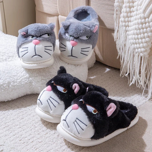 Fluffy Slippers Women House Cute Cartoon Casual Winter Designer Shoes Girls Home Flats Elegant Plush