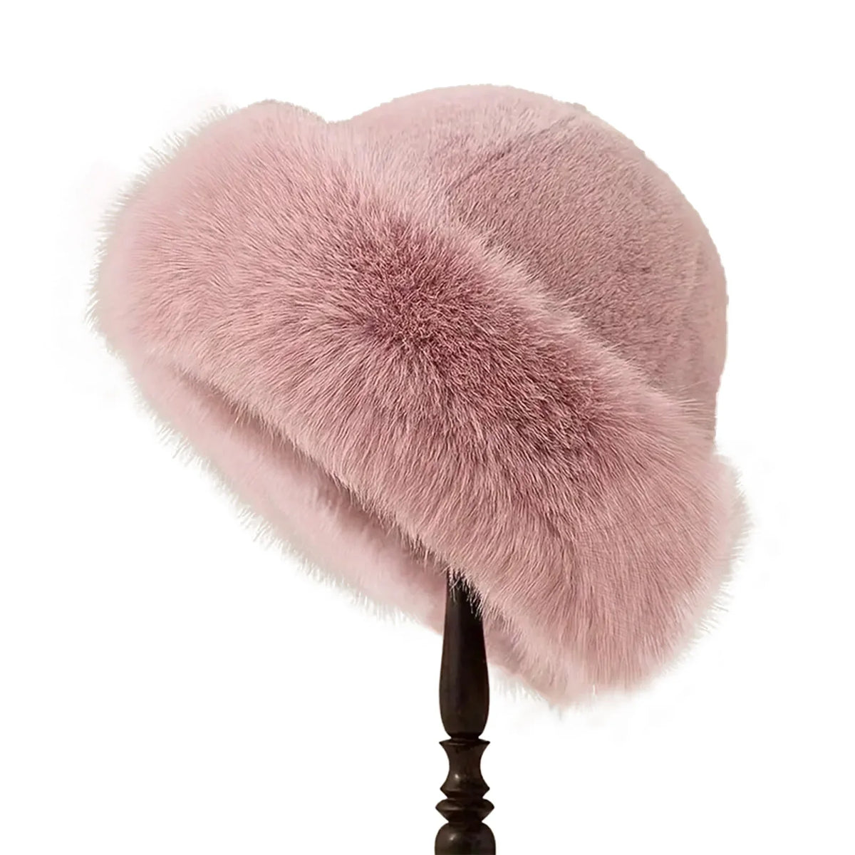 Faux Fur Winter Hat for Women – Fluffy Warm Bucket Cap