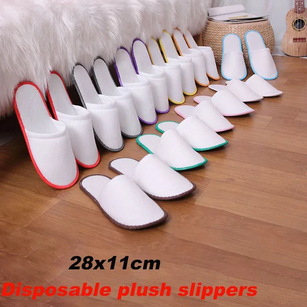 Disposable Hotel Slippers 10 Pairs – Velvet Guest House Shoes