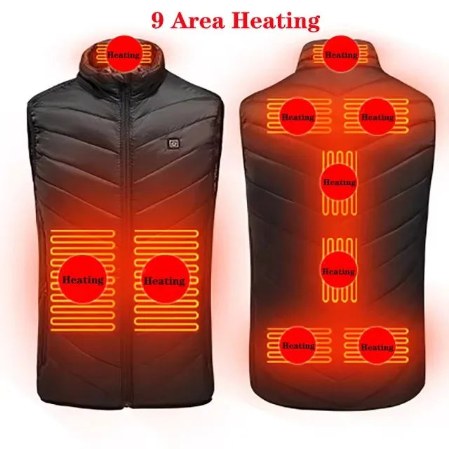 Men’s USB Heated Vest with 17 Heating Zones, Winter Outdoor Sports Waistcoat
