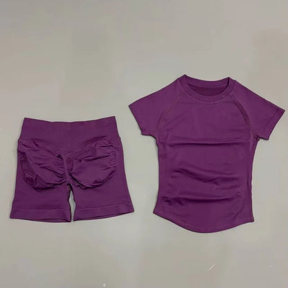 2 Piece Seamless Yoga Top and Shorts Set