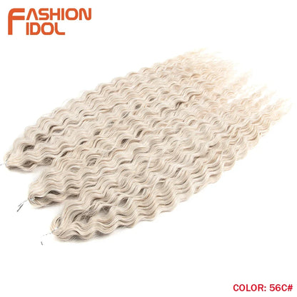 24 Inch Water Wave Crochet Braiding Hair – Synthetic Twist Curly Ombre Extensions