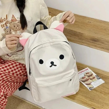 Rilakkuma Bear Canvas Backpack – Cute School Bag
