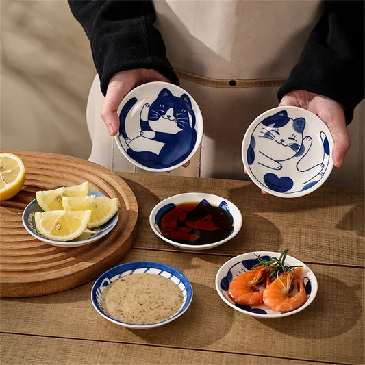 Lucky Cat Ceramic Sauce Dish – Cute Cartoon Sushi Plate