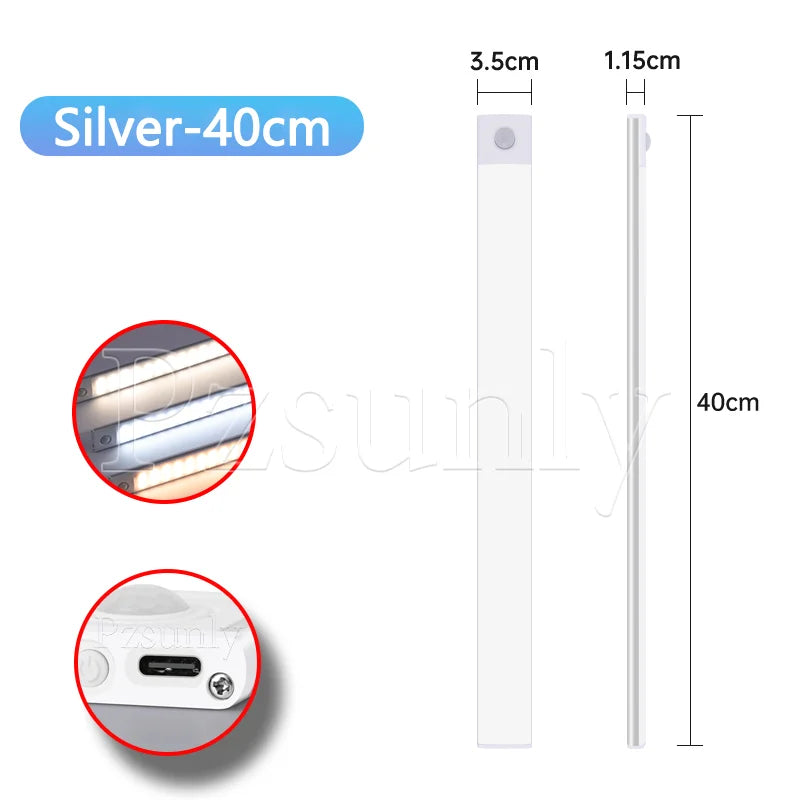 Motion Sensor LED Night Light – USB-C Rechargeable, 3 Color Modes, Stepless Dimming