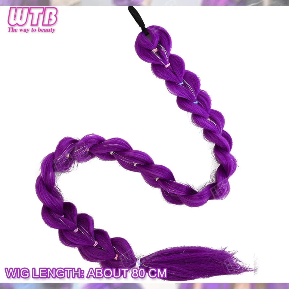 26 Inch Purple Braided Ponytail Hair Extension