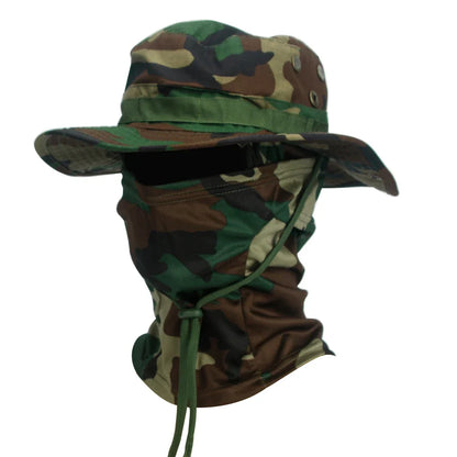 2 Piece Men's Wide Brim Boonie Hat and Balaclava Set