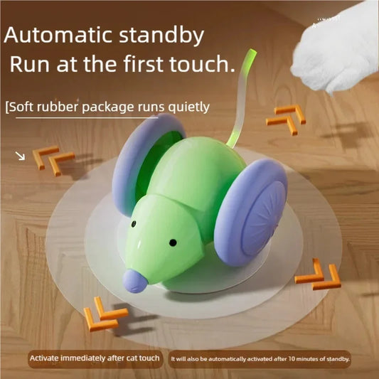 Electric Mouse Car Interactive Cat Toy Automatic Teaser Rechargeable Intelligent Obstacle Avoidance