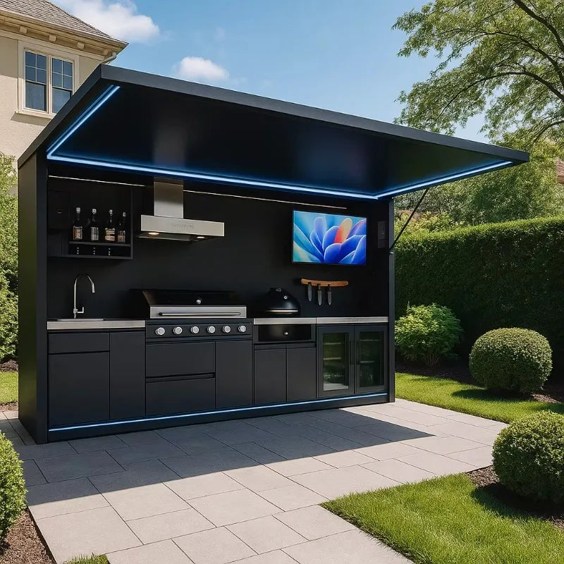 Outdoor BBQ Kitchen Pod – Stainless Steel, Weatherproof & Modular
