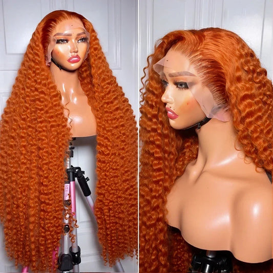 Ginger Orange Curly Lace Front Wig Human Hair 13x4 13x6