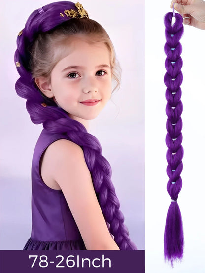 32 Inch Purple Braided Ponytail Hair Extension with Tinsel