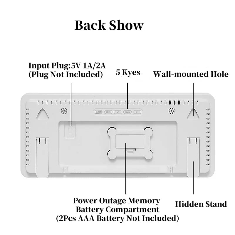 Large LED Digital Wall Clock – 7-Color Mood Light & Dual Alarm