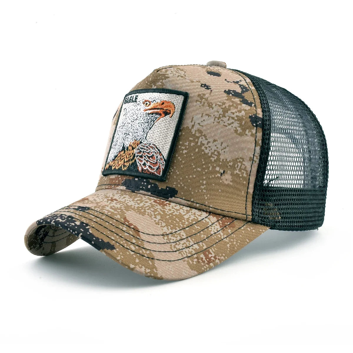 Unisex Embroidered Animal Patch Trucker Snapback Cap