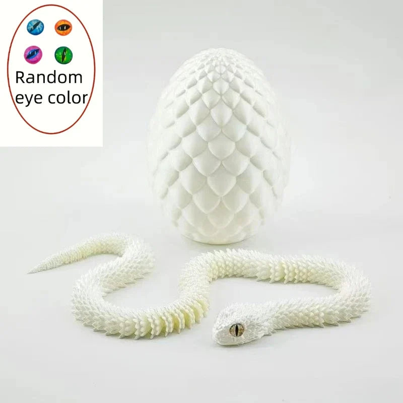 3D Printed Articulated Snake with Egg – Fidget Desk Toy