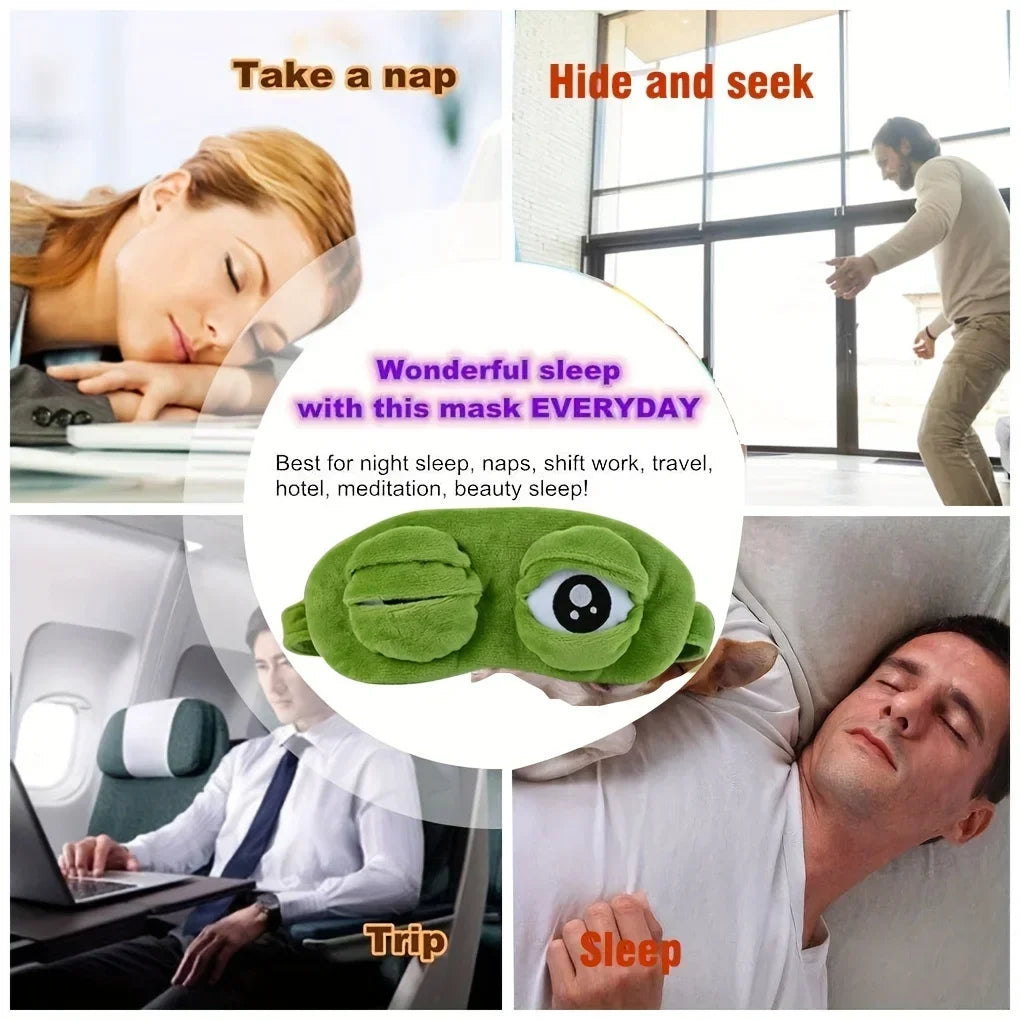 3d Frog Sleep Mask Natural Sleeping Eyeshade Women Men Creative Cartoon Soft Portable Blindfold