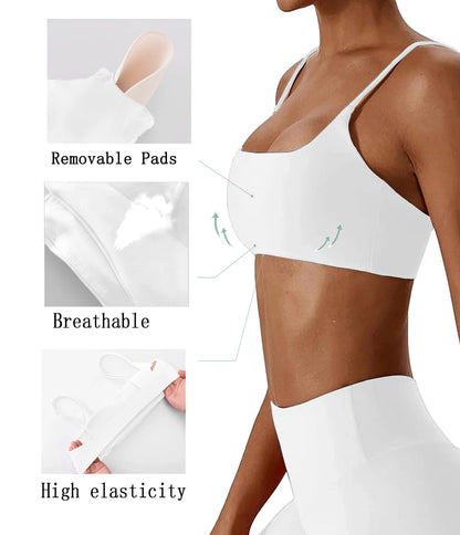 Women's Sports Bra – Nylon Cross Back with Removable Pads