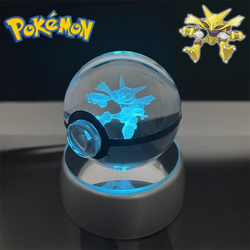 Pokemon 3D Crystal Poke Ball Night Light with LED Base