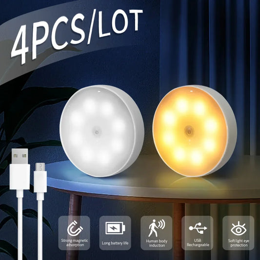Motion Sensor LED Night Light – USB Rechargeable Wireless Wall Light